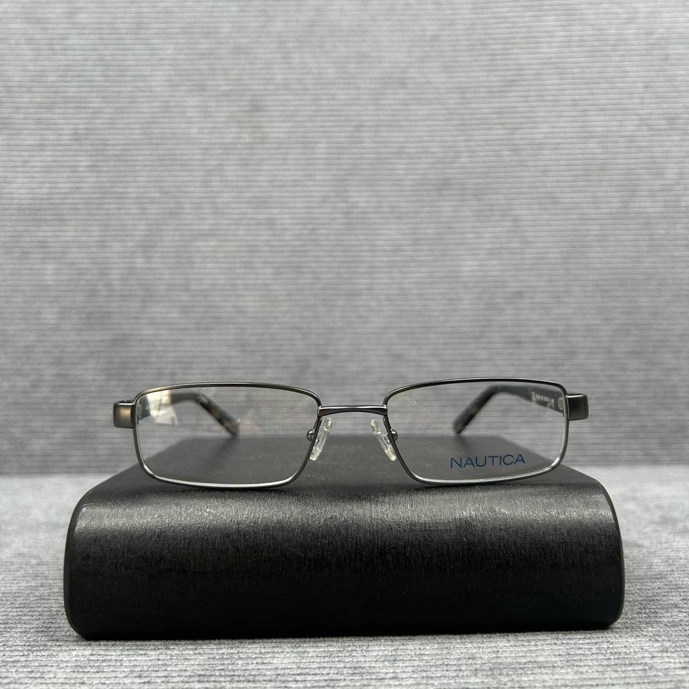 Nautica N7230 030 Gunmetal Rectangular Y2k Eyeglass Frames 52-18-140 Tortoise